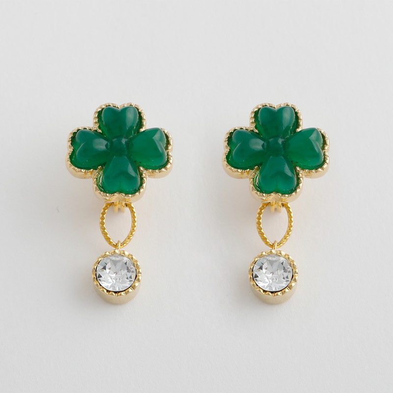 JewCas Vintage Cloverエアフィットイヤリング [JC4637]Emerald