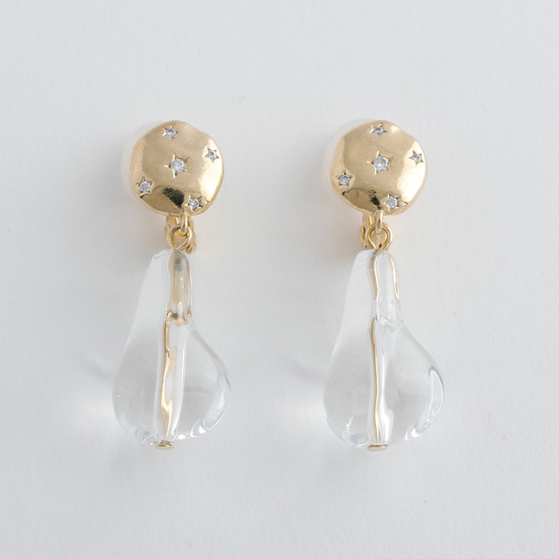 JewCas星降るクリアドロップエアフィットイヤリング[JC4963]