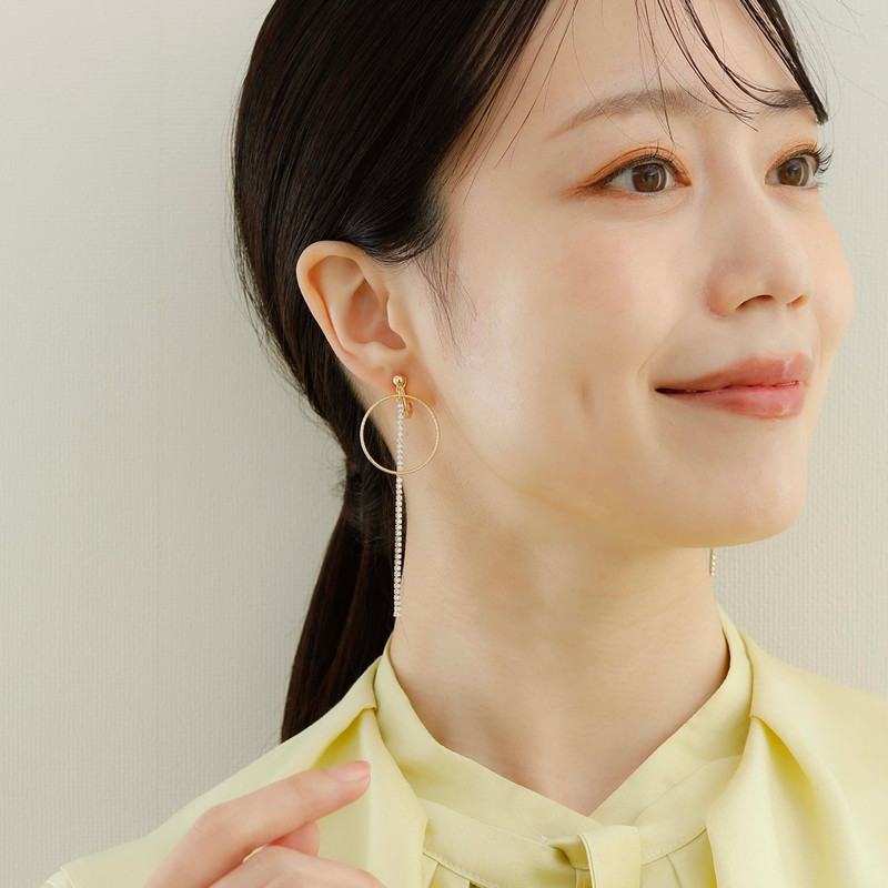 JewCasラインストーンフープエアフィットイヤリング[JC4964]