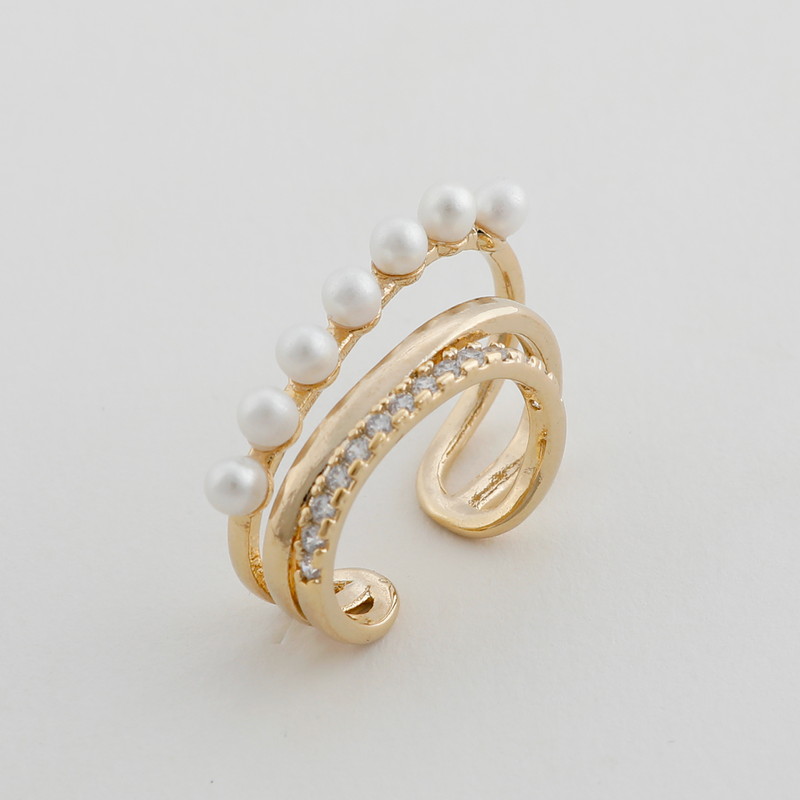 JewCas JCQパールストーン三連デザインイヤカフ [JCQ0203]