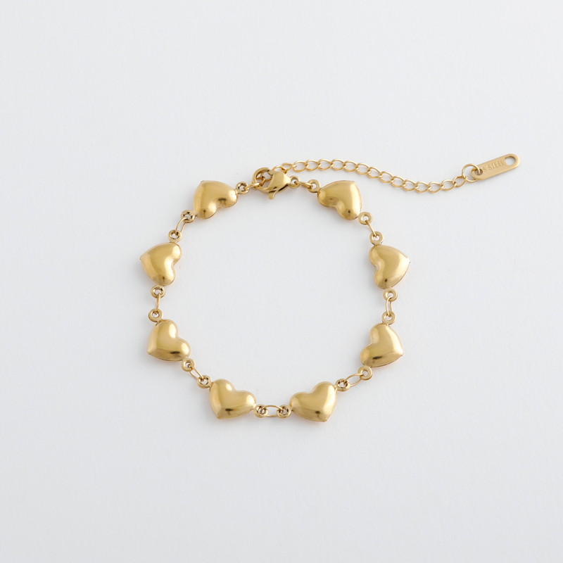 ステンレスハートブレスレット [JCQ0213]