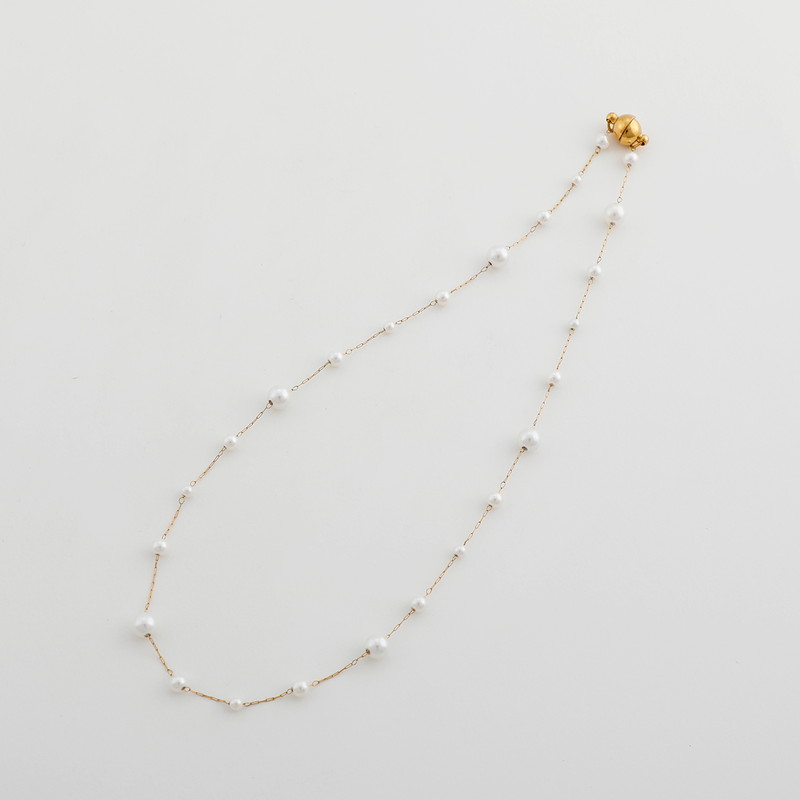 【金属アレルギー対応ノットアレプラス】リネアパールネックレス[NOP0143]