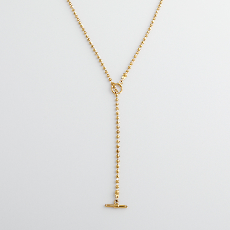 【金属アレルギー対応ノットアレプラス】ロングボールY字ネックレス[NOP0151]