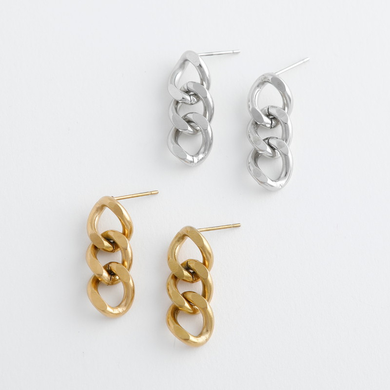 【金属アレルギー対応ノットアレプラス】ステンレスチェーンピアス[NOP0168]