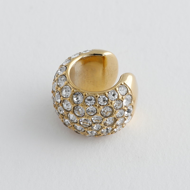 【金属アレルギー対応ノットアレプラス】ガラスストーンイヤカフ[NOP0172]